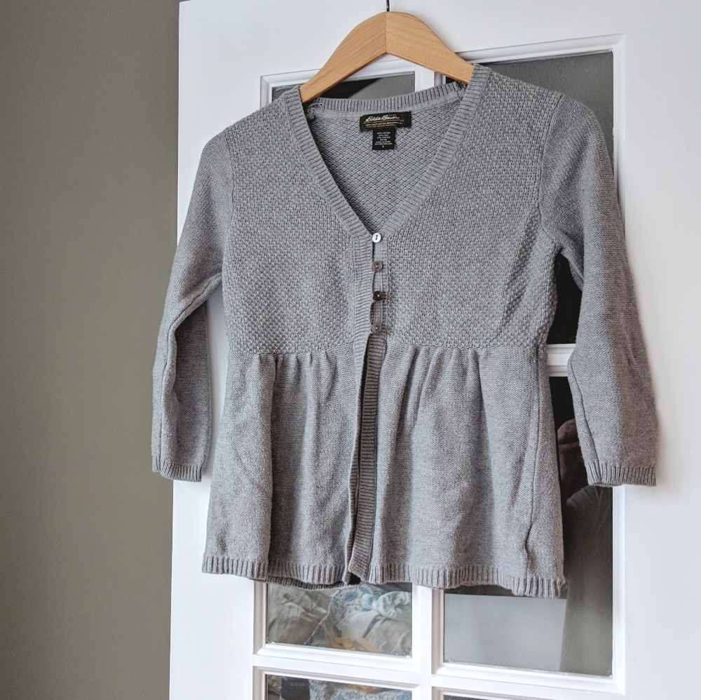 ‼️ Eddie Bauer Peplum Gray Cardigans Size S